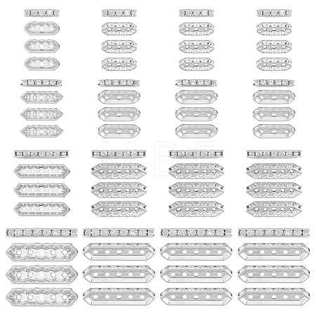 120Pcs 4 Styles Alloy Crystal Rhinestone Spacer Bars FIND-ME0004-07S-1
