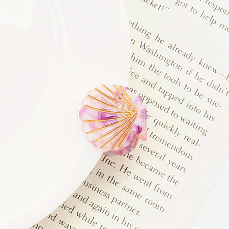 Cellulose Acetate(Resin) Shell Shape Hair Claw Clips OHAR-PW0003-029I-1