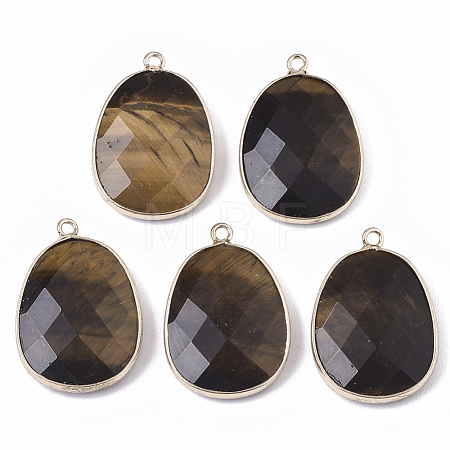 Natural Tiger Eye Pendants X-G-T131-08E-1