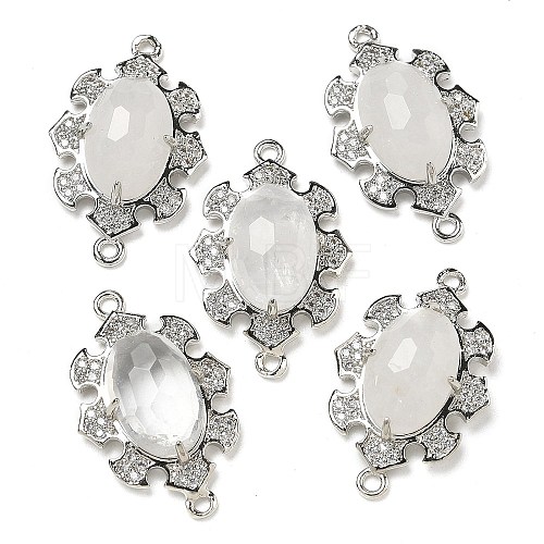 Natural Quartz Crystal Faceted Oval Connector Charms G-G181-06P-08-1