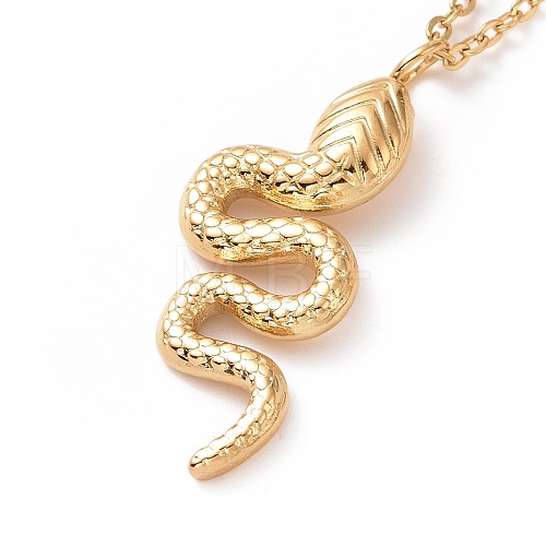 Ion Plating(IP) 304 Stainless Steel Snake Pendant Necklace for Women NJEW-E014-18G-1