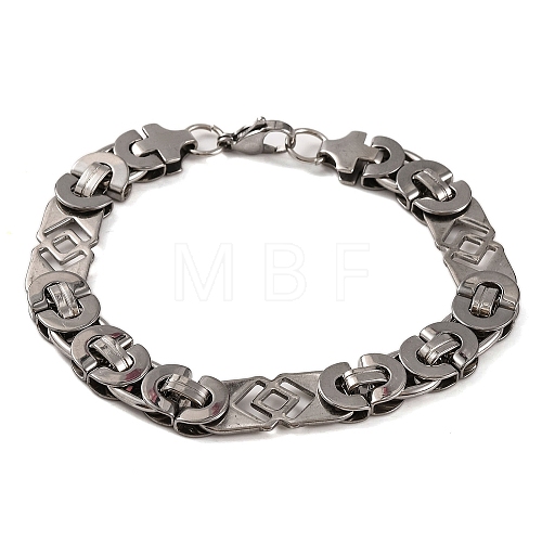 Tarnish Resistant 304 Stainless Steel Rhombus Byzantine Chain Bracelets BJEW-B078-83P-1