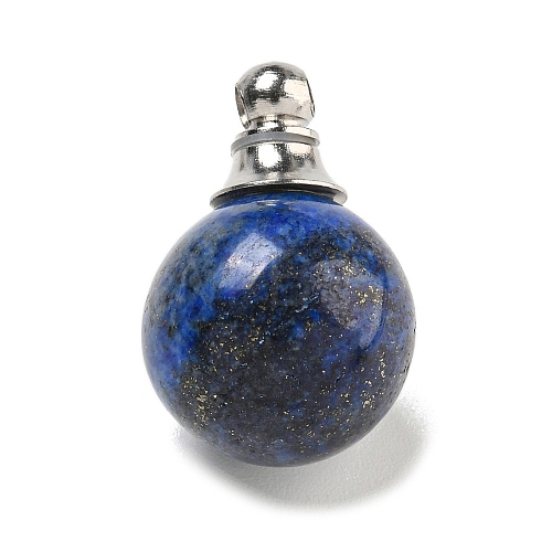 Natural Lapis Lazuli Perfume Bottle Pendants G-K338-22P-06-1