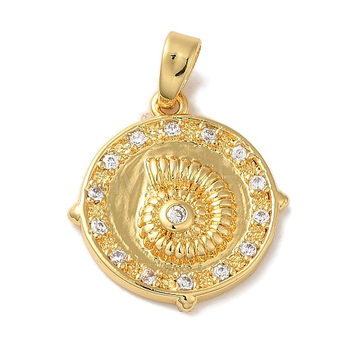 Rack Plating Brass Micro Pave Cubic Zirconia Pendant KK-U027-15G-1