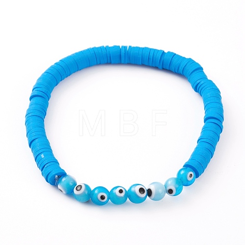 Polymer Clay Heishi Beads Stretch Bracelets BJEW-JB05905-04-1
