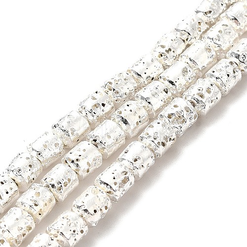Electroplated Natural Lava Rock Beads Strands G-G984-04S-1