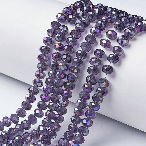 Electroplate Transparent Glass Beads Strands EGLA-A034-T3mm-F09-1