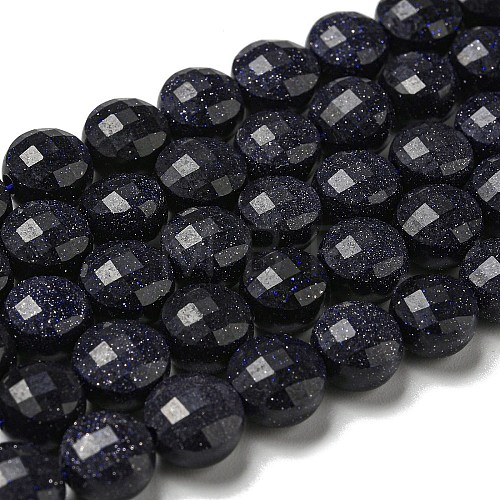 Synthetic Blue Goldstone Beads Strands G-K351-A01-02-1