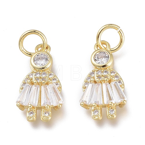 Brass Micro Pave Clear Cubic Zirconia Charms ZIRC-Q024-10G-1