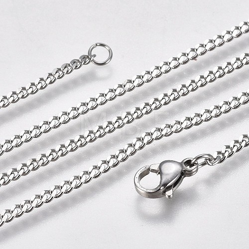 304 Stainless Steel Curb Chain Necklaces NJEW-L162-01A-P-1