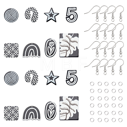 SUNNYCLUE DIY Black & White Dangle Earring Making Kits DIY-SC0016-78-1
