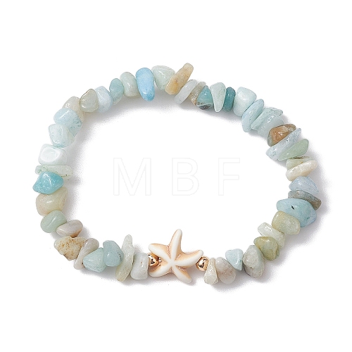 Natural Flower Amazonite Chip Beaded Stretch Bracelets BJEW-JB10689-02-1