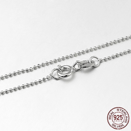 Trendy Rhodium Plated 925 Sterling Silver Ball Chain Necklaces STER-M050-1.0B-09-1