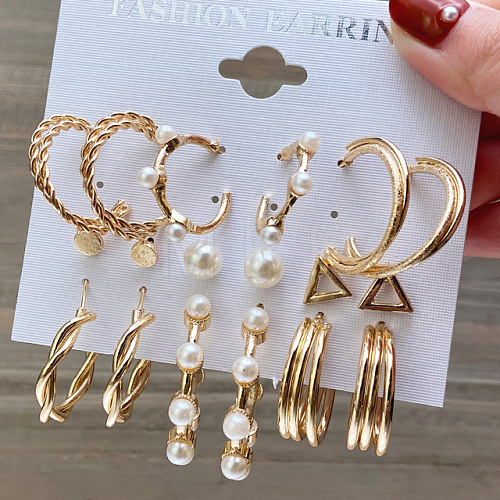 Alloy & Plastic Pearl Earring Sets WG17A46-02-1