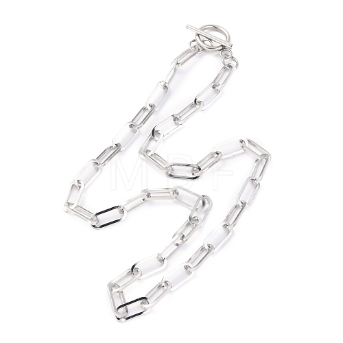 Unisex 304 Stainless Steel Paperclip Chain Necklaces NJEW-H215-02P-1