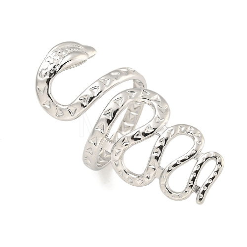 304 Stainless Steel Snake Wrap Open Cuff Ring for Women RJEW-A043-29P-1