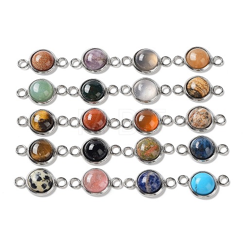 Natural & Synthetic Mixed Stone Connector Charms G-D059-01F-1