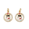 Christmas Brass Micro Pave Cubic Zirconia Enamel Charms KK-L255-19G-01-1