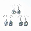 Teardrop Platinum Tone Brass Natural Paua Shell Dangle Earrings EJEW-M060-08-01-3