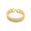 Oval Chain Brass Micro Pave Clear Cubic Zirconia Open Cuff Rings RJEW-G309-06G-2