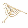 Summer Beach Alloy Crystal Rhinestone & Plastic Pearl Round Beads Link Toe Ring Anklets for Women WGF8F5F-01-5