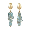 Brass with Raw Rough Natural Aquamarine Beads Stud Dangle Earrings EJEW-JE07474-02-3