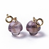 Natural Amethyst Mushroom Spring Ring Clasp Charms HJEW-P014-02G-2