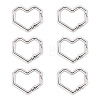 6Pcs Heart Alloy Spring Gate Rings FIND-TA0011-14B-2