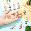 10Pcs 10 Styles Alloy Enamel Dog with Bone Pendant Decorations HJEW-YW00297-4