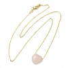Natural Rose Quartz Heart Pendant Necklace with Golden Alloy Cable Chains NJEW-G116-01A-2