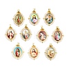 Rack Plating Brass Enamel Pendants KK-C056-07G-1
