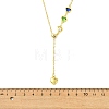 Adjustable Heart Handmade Brass Glass Link Chain Lariat Necklaces for Women NJEW-JN06457-5
