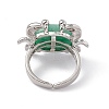 Natural Green Aventurine Crab Open Cuff Ring RJEW-I090-01P-13-3