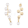 1 Pair ABS Plastic Imitation Pearl Beaded Leafy Branch Dangle Stud Earrings EJEW-AN0001-51-3