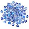 Blue and White Printed Glass Cabochons sgGGLA-SZ0001-13-1