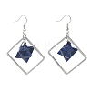 Rhombus Brass Dangle Earrings EJEW-D360-01P-10-4