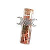 Natural Carnelian Chip Healing Crystals Wishing Bottles with Alloy Triple Moon Decor PW-WGD8D42-09-1