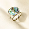 304 Stainless Steel with Natural Shell Cuff Open Rings for Women GL7761-2-1