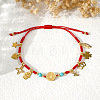 Stainless Steel Cross & Hamsa Hand & Medal Charms Braided Bracelets GU1131-1-3