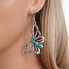 Butterfly Alloy & Synthetic Turquoise Dangle Earrings FS-WG781FC-01-1