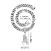 Alloy Full Crystal Rhinestone Letter Pendant Cuban Link Chain Necklaces for Men FS-WGEAD7F-03-1