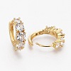 Brass Micro Pave Clear Cubic Zirconia Huggie Hoop Earrings X-EJEW-L231-40G-2