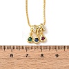 Brass Pave Colorful Cubic Zirconia Pendant Box Chain Adjustable Slider Necklaces NJEW-D348-03D-G-5