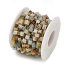 Handmade 304 Stainless Steel Shoushan Stone Beads Cube Link Chains CHS-B011-02G-01-2