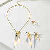 Butterfly Stainless Steel & Plastic Imitation Pearl Earrings & Necklaces & Rings Sets for Women IE2472-4