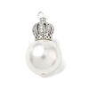 Brass Micro Pave Clear Cubic Zirconia and Creamy White Imitation Pearl Pendants KK-A300-13B-P-1