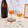 24Pcs 12 Colors Transparent Acrylic with Brass Bead Glass Wine Glass Charms AJEW-ME00021-5
