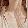 Imitation Pearl Sun & Oval Link Chain Necklaces JN1131A-6