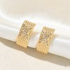C-Shaped with Letter X Brass Micro Pave Clear Cubic Zirconia Cuff Earrings EJEW-L316-01G-11-2