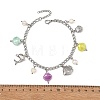 Porcelain Beads & Natural Cultured Freshwater Pearl Anklets SA-AJEW-AN00843-01-5
